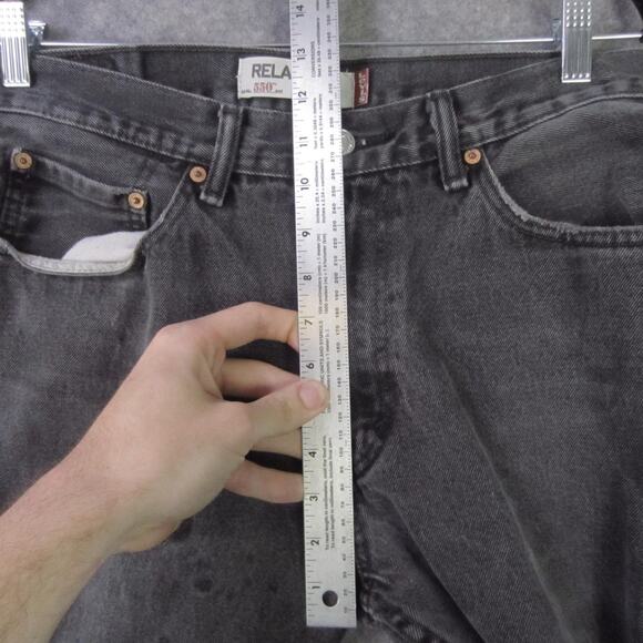 Levis 550 Jeans Mens 33x30 Faded Black Relaxed Fit Tapered Leg Denim Zip Fly - Picture 6 of 12